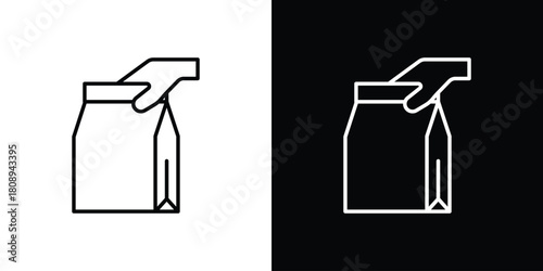 Take away icon in line design. Editable stroke icon.