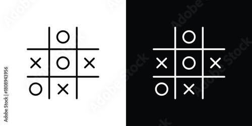 Tic tac toe icon in line design. Editable stroke icon.