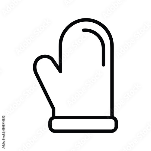 A simple line art illustration of an oven mitt or glove, a kitchen utensil for protection, isolated on