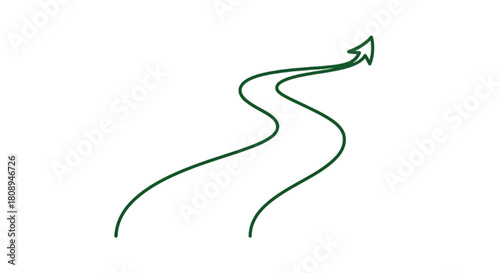 A winding green path with an arrow pointing forward, symbolizing progress and direction.