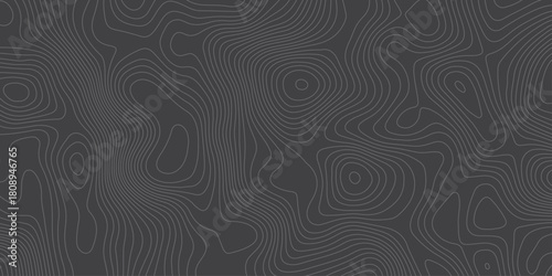 Minimalist dark topographic pattern with smooth contour lines forming abstract elevation waves. Modern seamless background ideal for maps, geology themes, tech design, and stylish digital textures.