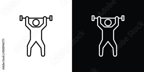 Weightlifter icon in line design. Editable stroke icon.
