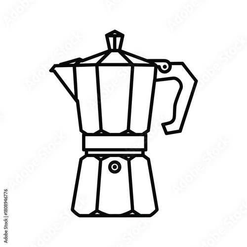 Outline icon of a classic moka pot, an italian stovetop espresso coffee maker for brewing rich beverages