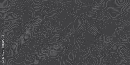 Minimalist dark topographic pattern with smooth contour lines forming abstract elevation waves. Modern seamless background ideal for maps, geology themes, tech design, and stylish digital textures.