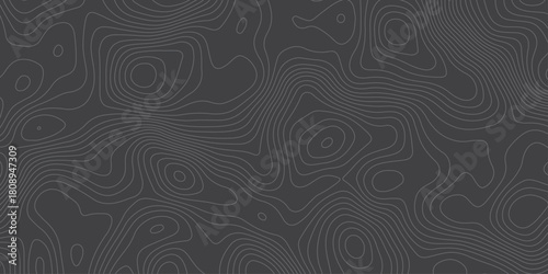 Minimalist dark topographic pattern with smooth contour lines forming abstract elevation waves. Modern seamless background ideal for maps, geology themes, tech design, and stylish digital textures.