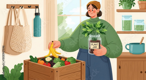 Composting food scraps at home for sustainable gardening and eco friendly waste management practices indoors