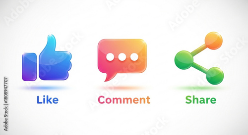 Social media like comment share icons vector illustration for web design and mobile application use