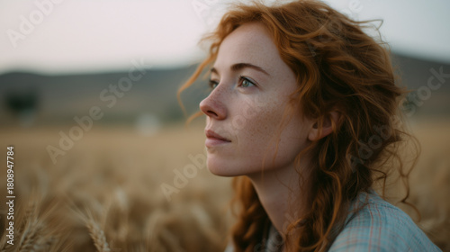 Thoughtful Woman in Wheat Field