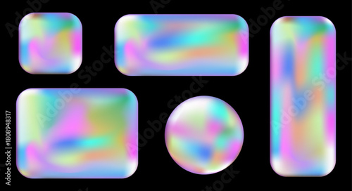 3d Y2K Hologram Frames UI UX elements. Vector set of geometric billboards for decoration and covering. Modern and sleek design suitable for websites and user interfaces.