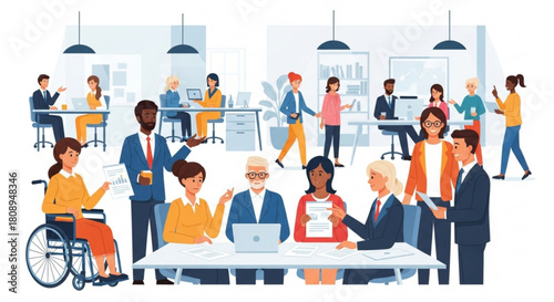 Diverse inclusive office team meeting collaboration teamwork business workplace professional staff presentation