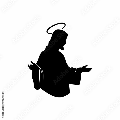 silhouette of jesus christ vector isolated on white background