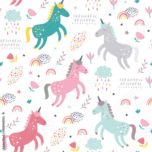 Set of unicorns illustration