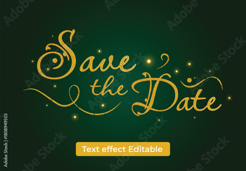 weeding text effect editable with gold and dark color