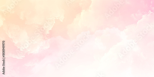 White air clouds against a pink sky photo