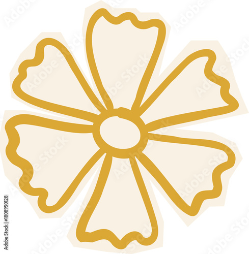 Easter Doodle Line Spring Sketch. Flower