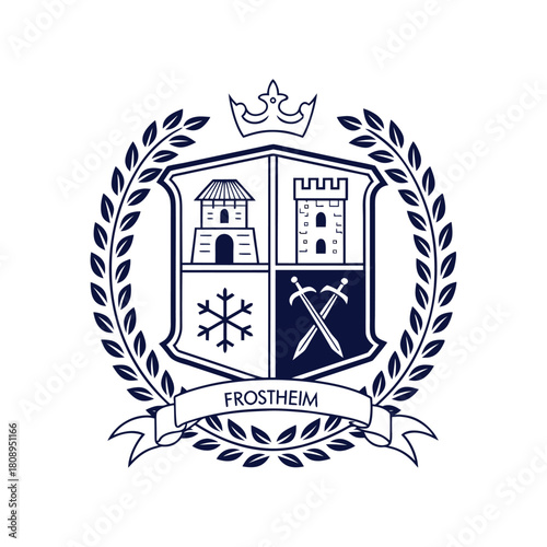 Coat of arms with laurel wreath and crown