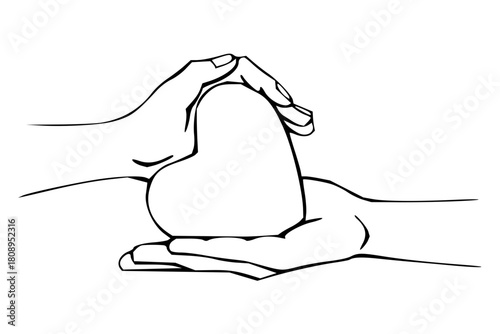 Gentle hands offering heartfelt care and love, conveying compassion and support, ideal for wellness, charity, and relationship themes, scalable vector