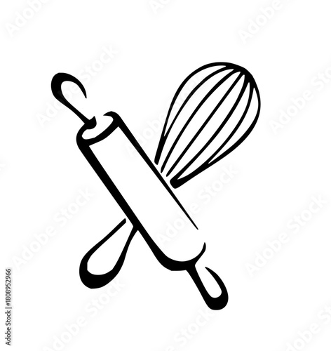 Vintage kitchen tool illustration for baking enthusiasts and culinary creations, ideal for recipe blogs, cookbooks, or artisanal food branding projects