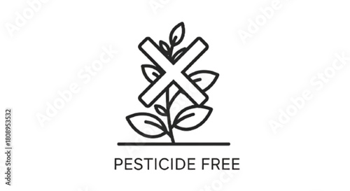 Clean organic plant symbol with 'Pesticide Free' text