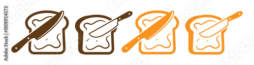 Slice of buttered bread and knife icon vector. breakfast menus, recipe cards, or healthy eating campaigns to grab attention and generate appetite appeal symbol. vector illustration.