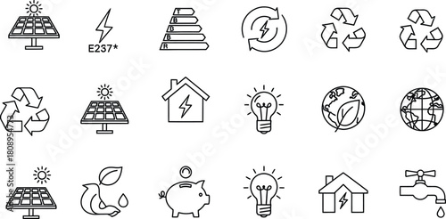 Variety of simple black and white line art icons