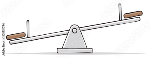 Cartoon seesaw with a tilted beam and two short brown bars on either side