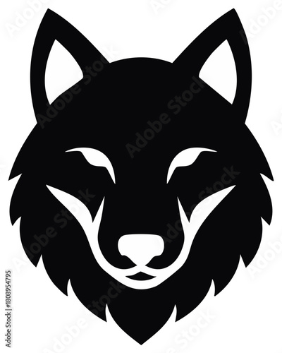 Minimalist black wolf head silhouette icon vector illustration wild animal symbol