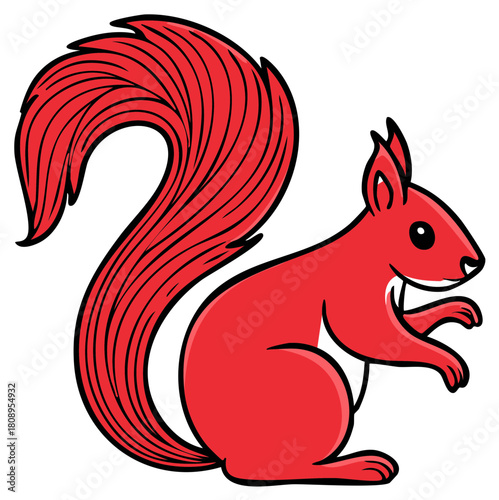 Cute red squirrel cartoon character illustration with a large bushy tail