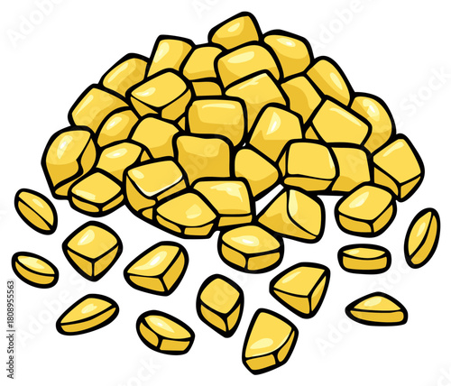 Pile of Fresh Sweet Corn Kernels Vector Illustration for Food and Cooking Concepts