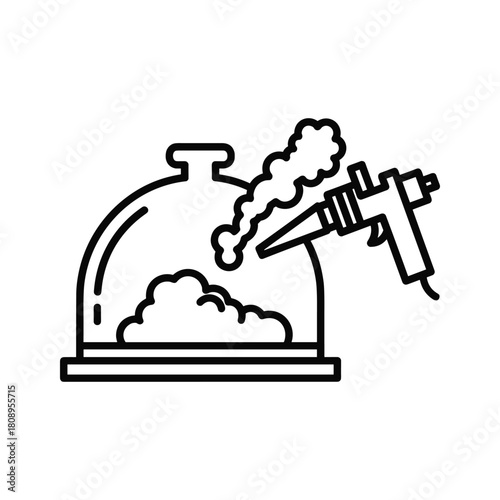 Smoking gun infusing food under a cloche, culinary technique for adding flavor and aroma