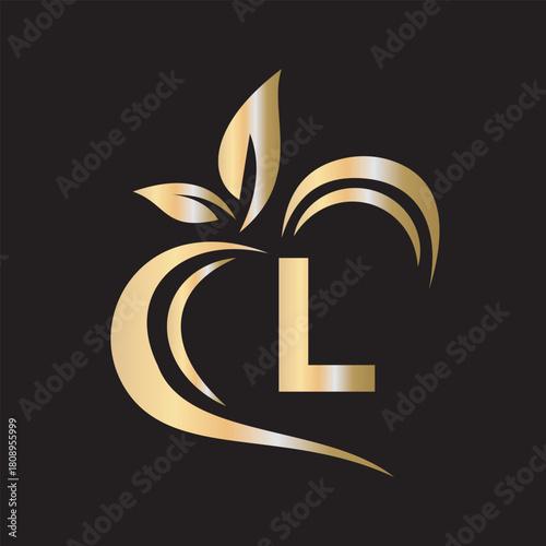Eco Logo combine with letter L vector template