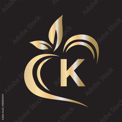 Eco Logo combine with letter K vector template