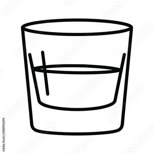 Outline icon of a glass tumbler with liquid inside, depicting a drink or beverage container