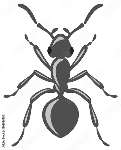 Stylized grey ant illustration a common insect pest or helpful creature of nature