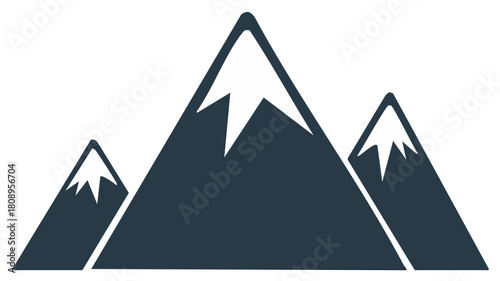 Iconic Mountain Range with Snowy Peaks Graphic Simple Silhouette Design