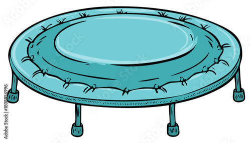 Teal Mini Trampoline Rebounder Cartoon Illustration Fitness Equipment for Jumping Exercise