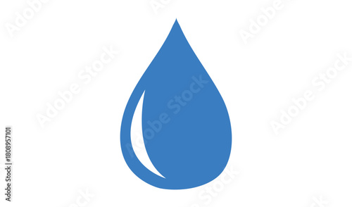 Fresh rain water droplet Blue Teardrop Shape with Reflective Highlight flat icon for apps , Hydration, Wellness, and Environmental Design Packs