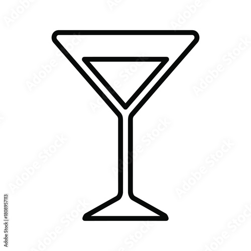 A simple outline illustration of a classic martini glass, perfect for cocktail and barrelated designs