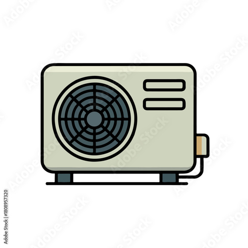 Air Conditioner Outdoor Unit Illustration on White Background