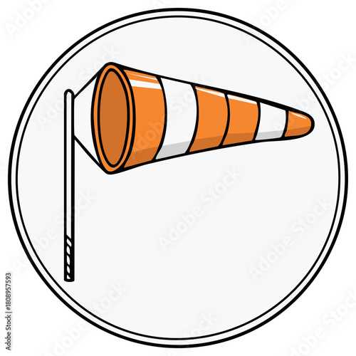 Orange Windsock Icon Circular Design Weather Symbol