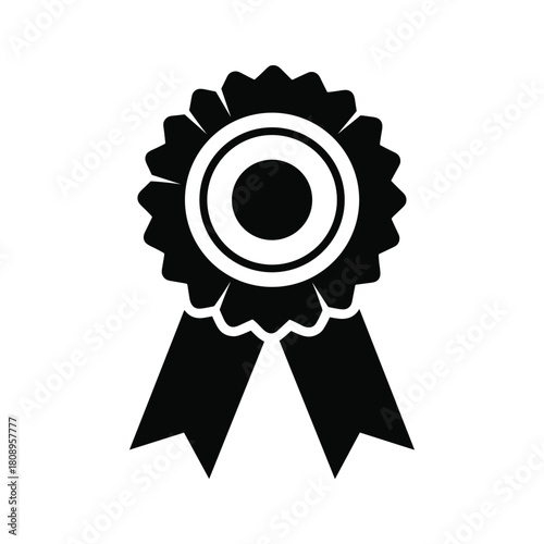 Award ribbon rosette icon, achievement, quality, success, victory, prize, recognition