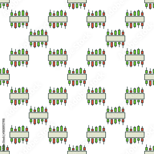 Candlestick Graphic with square inside vector Candlestick Chart colored seamless pattern