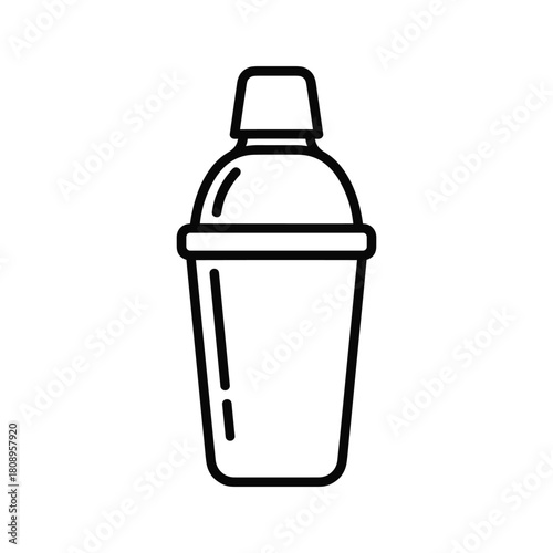 Cocktail shaker icon, a simple line art illustration of barware for mixing alcoholic beverages