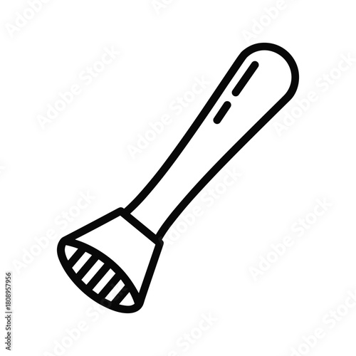 Cocktail muddler icon, a simple line art illustration of a bar tool for crushing ingredients in drinks