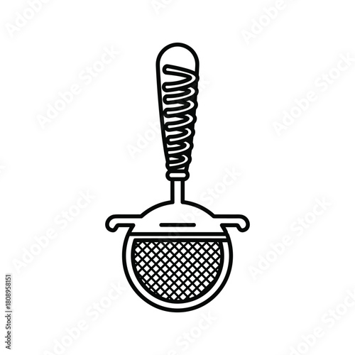 Tea infuser icon, a simple line art illustration of a kitchen tool for brewing loose leaf tea