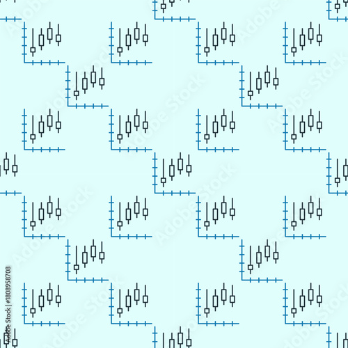 Candlestick Chart vector Market Data simple outline seamless pattern
