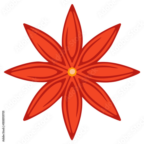 Vibrant red star anise spice pod icon for culinary and seasonal holiday designs