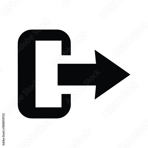 Exit door icon with rightpointing arrow, symbolizing logout, departure, or egress