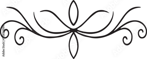 Elegant Flourish Divider Element | Decorative Swirl Scroll Line for Invitations, Cards, and Graphic Design Elements