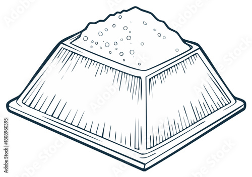Stylized illustration of a heap of granular material in a square container